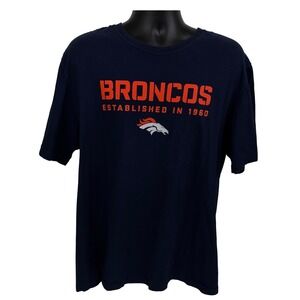 Denver Broncos NFL Nike Navy T Shirt Mens XXL "Established in 1960" Logo